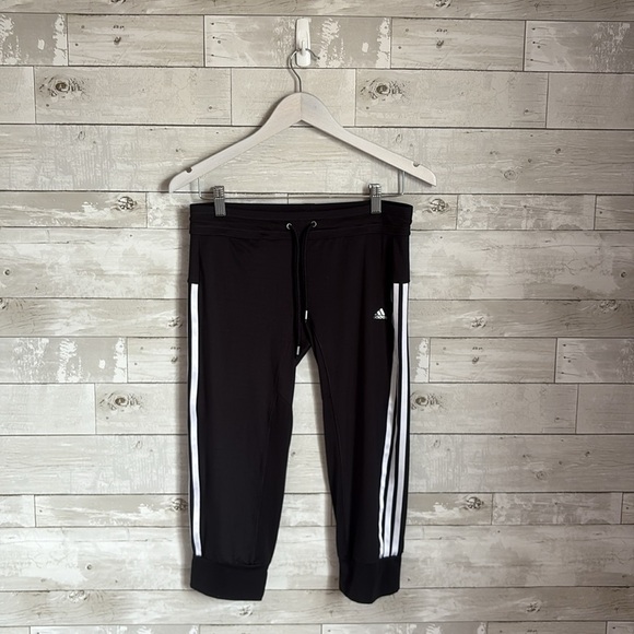 Classic Adidas Black Crop Joggers - Picture 1 of 9